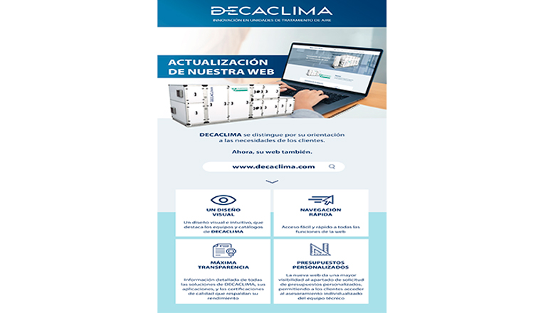 DECACLIMA actualiza su página web con un diseño más visual e intuitivo